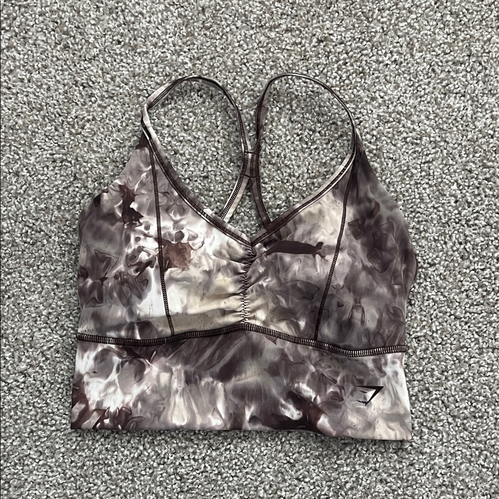 Gymshark Brown Marble Elevate Longline Sports Bra Size Small